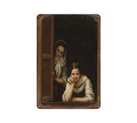xiaoxiaoshen Bartolome Esteban Murillo - Cartel de metal para decoración de pared con dos mujeres, decoración moderna para el hogar, bar, tienda, decoración vintage, 30 x 20 cm