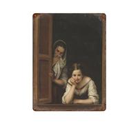 xiaoxiaoshen Bartolome Esteban Murillo - Cartel de metal para decoración de pared de dos mujeres, decoración moderna para el hogar, bar, tienda, decoración vintage, 40 x 30 cm
