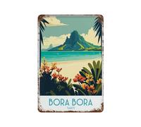 xiaoxiaoshen Bora Travel Polinesia Francesa_4 - Póster de metal para decoración de pared, decoración moderna del hogar, bar, tienda, decoración vintage, 30 x 20 cm