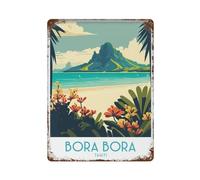 xiaoxiaoshen Bora Travel - Póster de metal para decoración de pared, diseño de Polinesia Francesa, decoración moderna para el hogar, bar, tienda, decoración vintage, 40 x 30 cm