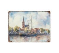 xiaoxiaoshen Bremen Travel Germany - Póster de metal para decoración de pared, diseño de ciudad histórica, arquitectura alemana, arte moderno, decoración del hogar, bar, tienda, 30 x 40 cm