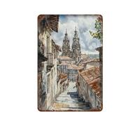 xiaoxiaoshen Cartel de metal con texto en inglés "Camino Galicia" de Santiago de Compostela para decoración de pared, arte moderno, decoración del hogar, bar, tienda, 30 x 20 cm