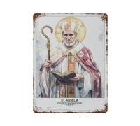 xiaoxiaoshen Cartel de metal para decoración de pared de San Anselmo, arte sacro, decoración moderna para el hogar, bar, tienda, decoración vintage, 40 x 30 cm