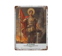 xiaoxiaoshen Cartel de metal para decoración de pared de San Florian, arte sacro, decoración moderna para el hogar, bar, tienda, decoración vintage, 40 x 30 cm