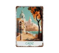 xiaoxiaoshen Cartel de metal para decoración de pared, diseño de Cadiz España, regalo de viaje, arte moderno, decoración del hogar, bar, tienda, decoración vintage, 30 x 20 cm
