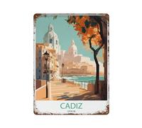xiaoxiaoshen Cartel de metal para decoración de pared, diseño de Cadiz España, regalo de viaje, arte moderno, decoración del hogar, bar, tienda, decoración vintage, 40 x 30 cm