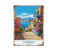 xiaoxiaoshen Chania Grecia Travel Ar - Póster de metal para decoración de pared, decoración moderna para el hogar, bar, tienda, decoración vintage, 40 x 30 cm