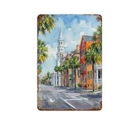 xiaoxiaoshen Charleston South Carolina USA - Cartel de metal con diseño de paisaje histórico de ciudad, regalo para viajes, decoración de pared, arte moderno, decoración del hogar, bar, tienda