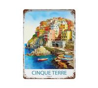 xiaoxiaoshen Cinque Terre Italy Travel H - Póster de metal para decoración de pared, decoración moderna para el hogar, bar, tienda, decoración vintage, 40 x 30 cm