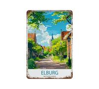 xiaoxiaoshen Delft Netherlands Travel Historic City Blue Pottery Dutch Canal Heritage Class Wall Decor Art Metal Tin Poster Modern Home Decor Art Home Bar Shop Decor Vintage Sign 30 x 20 cm