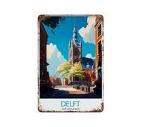 xiaoxiaoshen Delft Netherlands Travel Wal - Póster de metal para decoración de pared, decoración moderna para el hogar, bar, tienda, decoración vintage, 30 x 20 cm