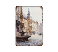 xiaoxiaoshen Dresde Alemania - Póster de metal para decoración de pared, arte histórico de ciudad, arte escénico, arquitectura alemana, decoración del hogar, bar, tienda, decoración vintage, 30 x 20