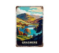 xiaoxiaoshen Grasmere Lake District Travel UK Scenic Village Wall Decor Art Metal Tin Poster Modern Home Decor Art Home Bar Shop Decor Vintage Sign 30 x 20 cm