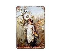 xiaoxiaoshen Illustrator Cicely Mary Barker (37) Póster de metal para decoración de pared, decoración moderna del hogar, bar, tienda, decoración vintage, 30 x 20 cm