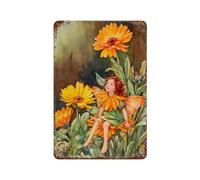 xiaoxiaoshen Illustrator Cicely Mary Barker (8) Póster de metal para decoración de pared, decoración moderna del hogar, bar, tienda, decoración vintage, 30 x 20 cm