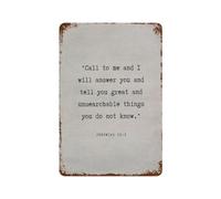 xiaoxiaoshen Jeremiah 333 Call on Me And I Will Answer You - Póster de metal moderno para decoración del hogar, bar, tienda, decoración vintage, 30 x 20 cm