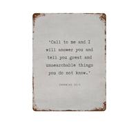xiaoxiaoshen Jeremiah 333 Call on Me And I Will Answer You - Póster de metal moderno para decoración del hogar, bar, tienda, decoración vintage, 40 x 30 cm