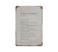xiaoxiaoshen John Donne No Man Is An Island Poema Print - Póster de metal decorativo para pared, decoración moderna para el hogar, bar, tienda, decoración vintage, 30 x 20 cm