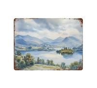 xiaoxiaoshen Keswick Lake District Derwentwater Scenic_3 - Póster de metal para decoración de pared, decoración moderna del hogar, bar, tienda, decoración vintage, 30 x 40 cm