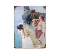 xiaoxiaoshen Lawrence Alma Tadema Romantism (1) póster de metal para decoración de pared, decoración moderna del hogar, bar, tienda, decoración vintage, 40 x 30 cm