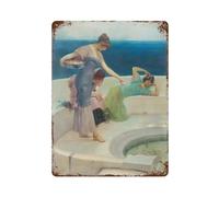 xiaoxiaoshen Lawrence Alma Tadema Romantismo (3) Póster de metal para decoración de pared, decoración moderna del hogar, bar, tienda, decoración vintage, 40 x 30 cm