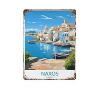 xiaoxiaoshen Naxos Grecia - Póster de metal para decoración de pared, diseño de Grecia, decoración moderna para el hogar, bar, tienda, decoración vintage, 40 x 30 cm