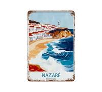 xiaoxiaoshen Nazare Portugal - Póster de metal para decoración de pared, arte de estaño, arte moderno para decoración del hogar, bar, tienda, decoración vintage, 30 x 20 cm