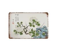 xiaoxiaoshen Ooka Shunboku - Cartel de metal para decoración de pared, arte botánico japonés, decoración del hogar, bar, tienda, decoración vintage, 20 x 30 cm