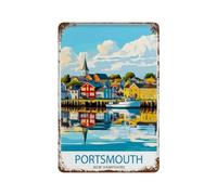 xiaoxiaoshen Portsmouth New Hampshire - Póster de metal para decoración de pared, diseño de ciudad costera, arte moderno, decoración del hogar, bar, tienda, decoración vintage, 30 x 20 cm
