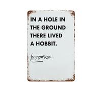 xiaoxiaoshen Póster de metal con cita de Tolkien In A Hole Lived A Hobbit, decoración de pared, arte moderno, decoración del hogar, bar, tienda, decoración vintage, 30 x 20 cm