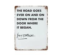 xiaoxiaoshen Póster de metal con cita de Tolkien «The Road Goes Ever on And On» para decoración de pared, arte moderno, decoración del hogar, bar, tienda, decoración vintage, 40 x 30 cm