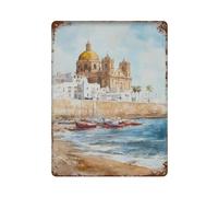 xiaoxiaoshen Póster de metal con diseño de ciudad española de Cádiz, España, Andalucía escénica, 3, decoración del hogar, bar, tienda, decoración vintage, 40 x 30 cm