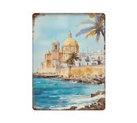 xiaoxiaoshen Póster de metal con diseño de ciudad española de Cádiz España, arte escénico de Andalucía, decoración del hogar, bar, tienda, decoración vintage, 40 x 30 cm