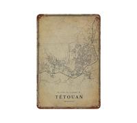 xiaoxiaoshen Póster de metal con diseño de mapa vintage de Tetuán para decoración de pared, decoración moderna del hogar, bar, tienda, 30 x 20 cm