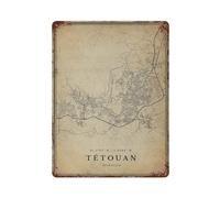 xiaoxiaoshen Póster de metal con diseño de mapa vintage de Tetuán para decoración de pared, decoración moderna del hogar, bar, tienda, letrero vintage, 40 x 30 cm