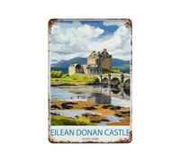 xiaoxiaoshen Póster de metal con diseño de paisaje de viaje de Eilean Donan Castle Scotland de Escocia, decoración de pared, arte moderno, decoración del hogar, bar, tienda, letrero vintage, 30 x 20