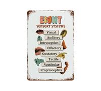 xiaoxiaoshen Póster de metal con diseño de terapia ocupacional de ocho sistemas sensoriales, decoración moderna para el hogar, bar, tienda, decoración vintage, 30 x 20 cm