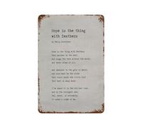 xiaoxiaoshen Póster de metal con texto en inglés «Hope Is The Thing» de Emily Dickinson, decoración de pared, arte moderno, decoración del hogar, bar, tienda, decoración vintage, 30 x 20 cm