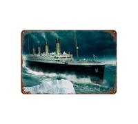 xiaoxiaoshen Póster de metal con texto en inglés "The Ship That Never Sinks Titanic" para decoración de pared, arte moderno, decoración del hogar, bar, tienda, decoración vintage, 20 x 30 cm