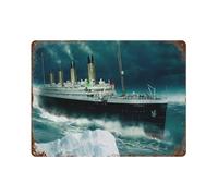 xiaoxiaoshen Póster de metal con texto en inglés "The Ship That Never Sinks Titanic" para decoración de pared, arte moderno, decoración del hogar, bar, tienda, letrero vintage, 30 x 40 cm