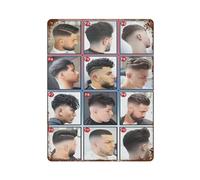 xiaoxiaoshen Póster de metal moderno para decoración de pared de barbería, collage de cortes de pelo, decoración moderna para el hogar, bar, tienda, decoración vintage, 40 x 30 cm