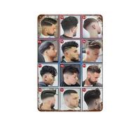 xiaoxiaoshen Póster de metal moderno para decoración de pared de barbería, collage de cortes de pelo, decoración moderna para el hogar, bar, tienda, decoración vintage, 30 x 20 cm