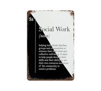 xiaoxiaoshen Póster de metal para decoración de pared con definición de trabajo social, decoración moderna para el hogar, bar, tienda, decoración vintage, 30 x 20 cm