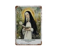 xiaoxiaoshen Póster de metal para decoración de pared de San Hildegarda de Bingen, decoración moderna para el hogar, bar, tienda, decoración vintage, 30 x 20 cm