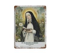 xiaoxiaoshen Póster de metal para decoración de pared de San Hildegarda de Bingen, decoración moderna para el hogar, bar, tienda, decoración vintage, 40 x 30 cm