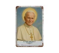 xiaoxiaoshen Póster de metal para decoración de pared de San Papa Juan Pablo II, decoración moderna para el hogar, bar, tienda, decoración vintage, 30 x 20 cm