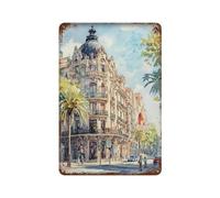xiaoxiaoshen Póster de metal para decoración de pared, diseño de Barcelona, España, paisaje escénico de la ciudad, Cataluña 9, decoración moderna del hogar, bar, tienda, decoración vintage, 30 x 20 cm