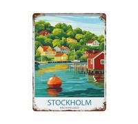 xiaoxiaoshen Póster de metal para decoración de pared sueco, diseño del archipiélago de Estocolmo, Viajes a Suecia, arte moderno, decoración del hogar, bar, tienda, decoración vintage, 40 x 30 cm