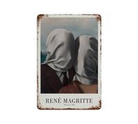 xiaoxiaoshen Rene Magritte - Póster de metal con texto "The Lovers" para decoración de pared surrealista, decoración del hogar, bar, tienda, decoración vintage, 30 x 20 cm