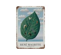 xiaoxiaoshen René Magritte Surrealista de mediados de siglo, decoración de pared, póster de metal moderno, decoración del hogar, bar, tienda, letrero vintage, 30 x 20 cm